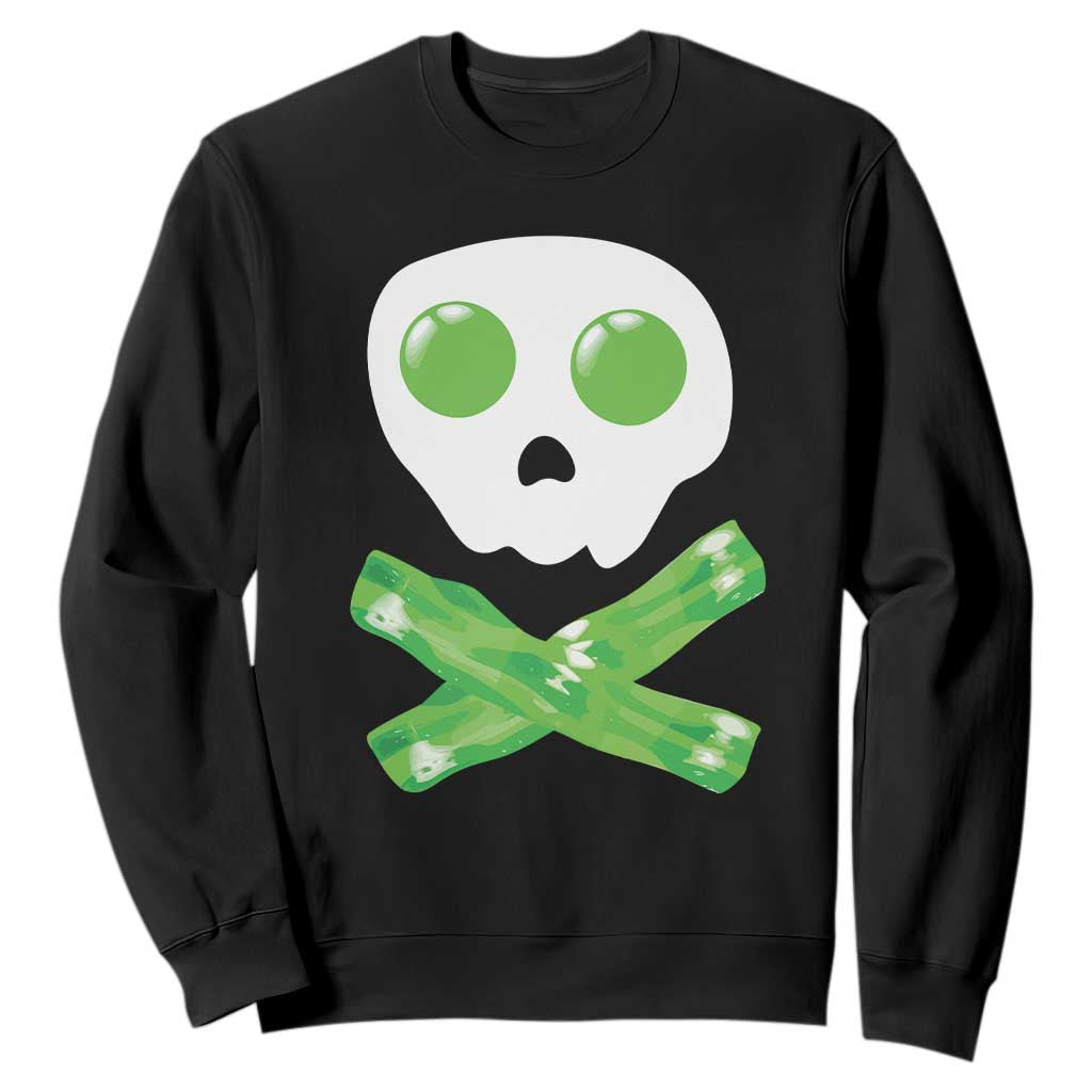 Funny St Patricks Day Sweatshirt Bacon & Eggs Skull & Crossbones TS10 Black Print Your Wear