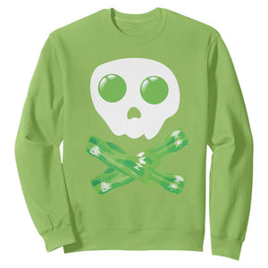 Funny St Patricks Day Sweatshirt Bacon & Eggs Skull & Crossbones TS10 Lime Print Your Wear