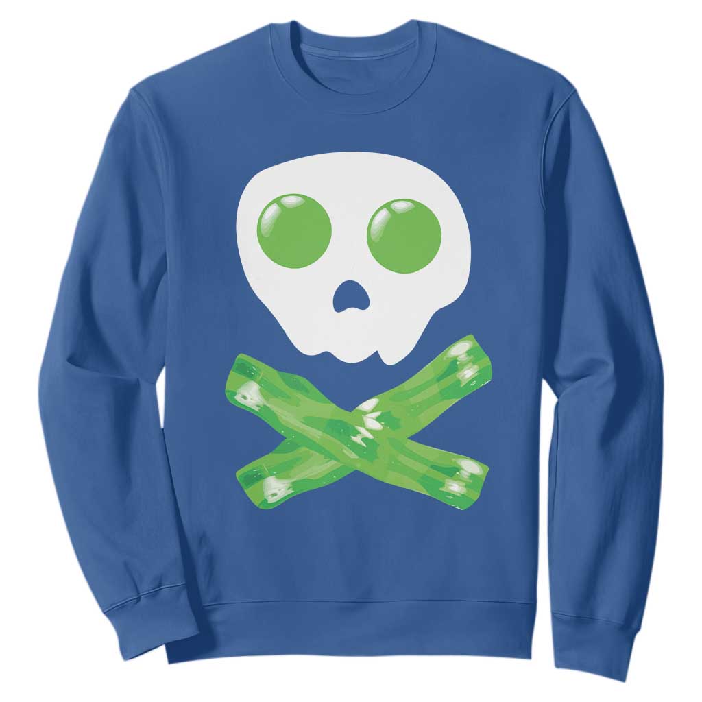 Funny St Patricks Day Sweatshirt Bacon & Eggs Skull & Crossbones TS10 Royal Blue Print Your Wear