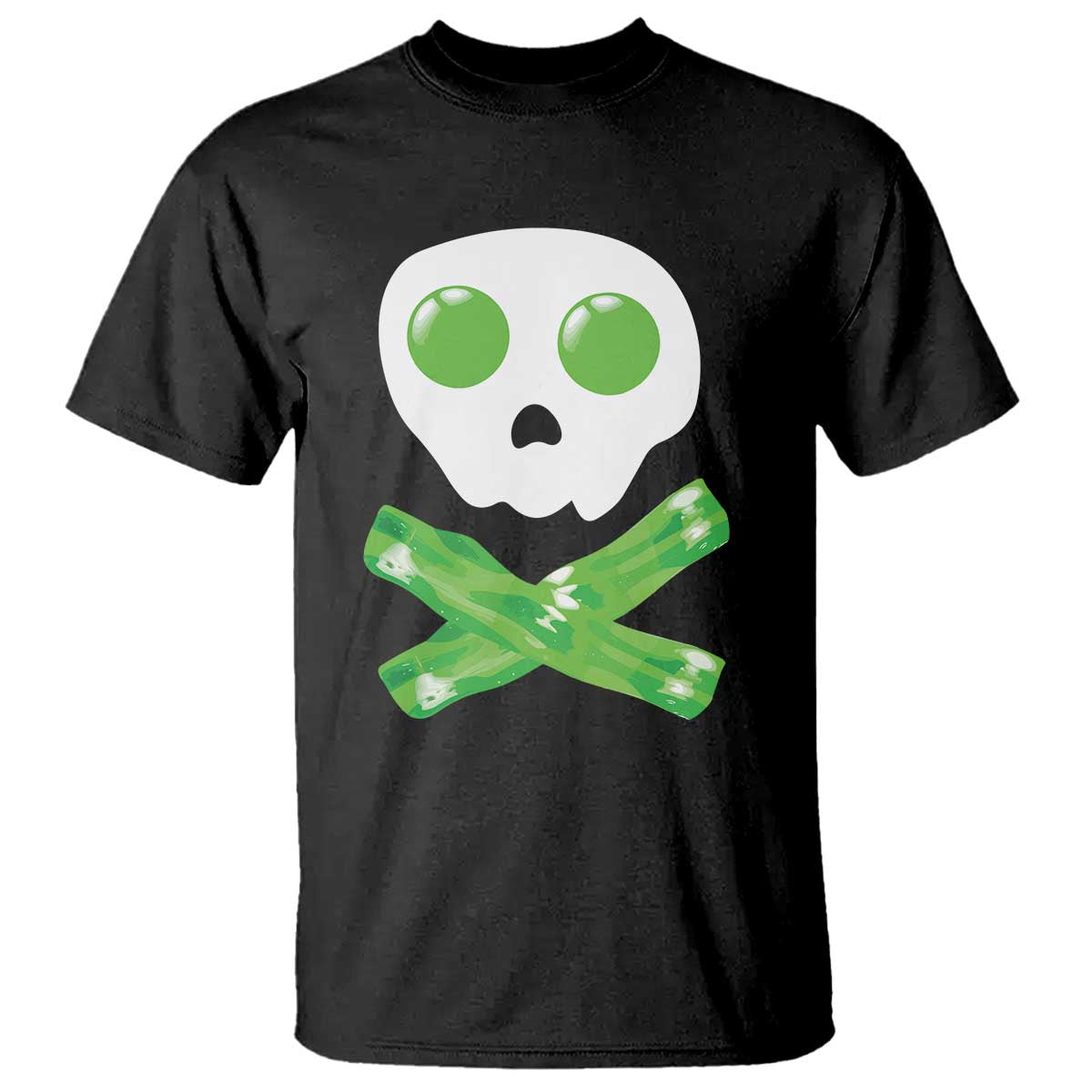 Funny St Patricks Day T Shirt Bacon & Eggs Skull & Crossbones TS10 Black Print Your Wear