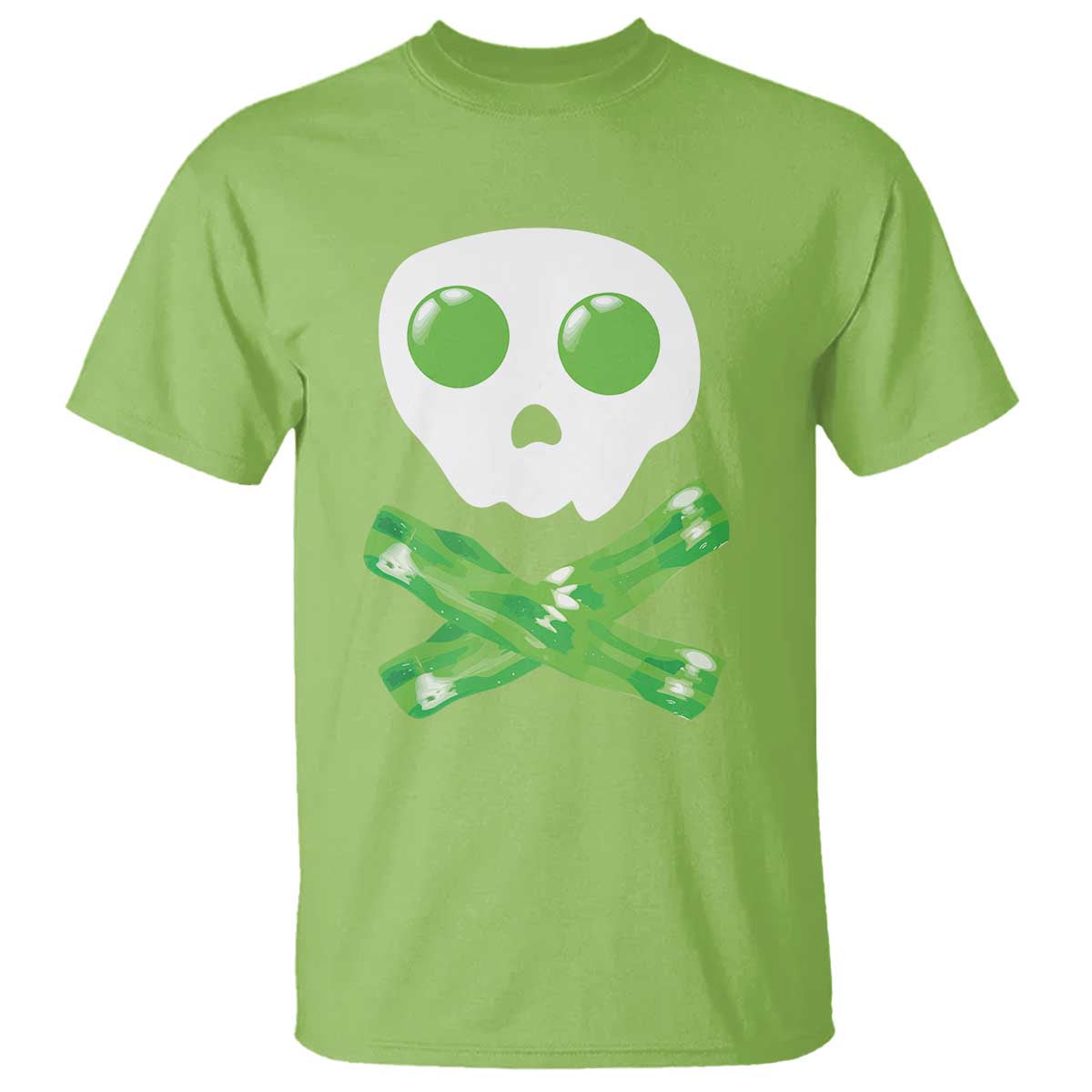 Funny St Patricks Day T Shirt Bacon & Eggs Skull & Crossbones TS10 Lime Print Your Wear