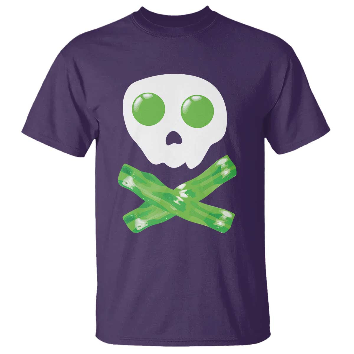 Funny St Patricks Day T Shirt Bacon & Eggs Skull & Crossbones TS10 Purple Print Your Wear
