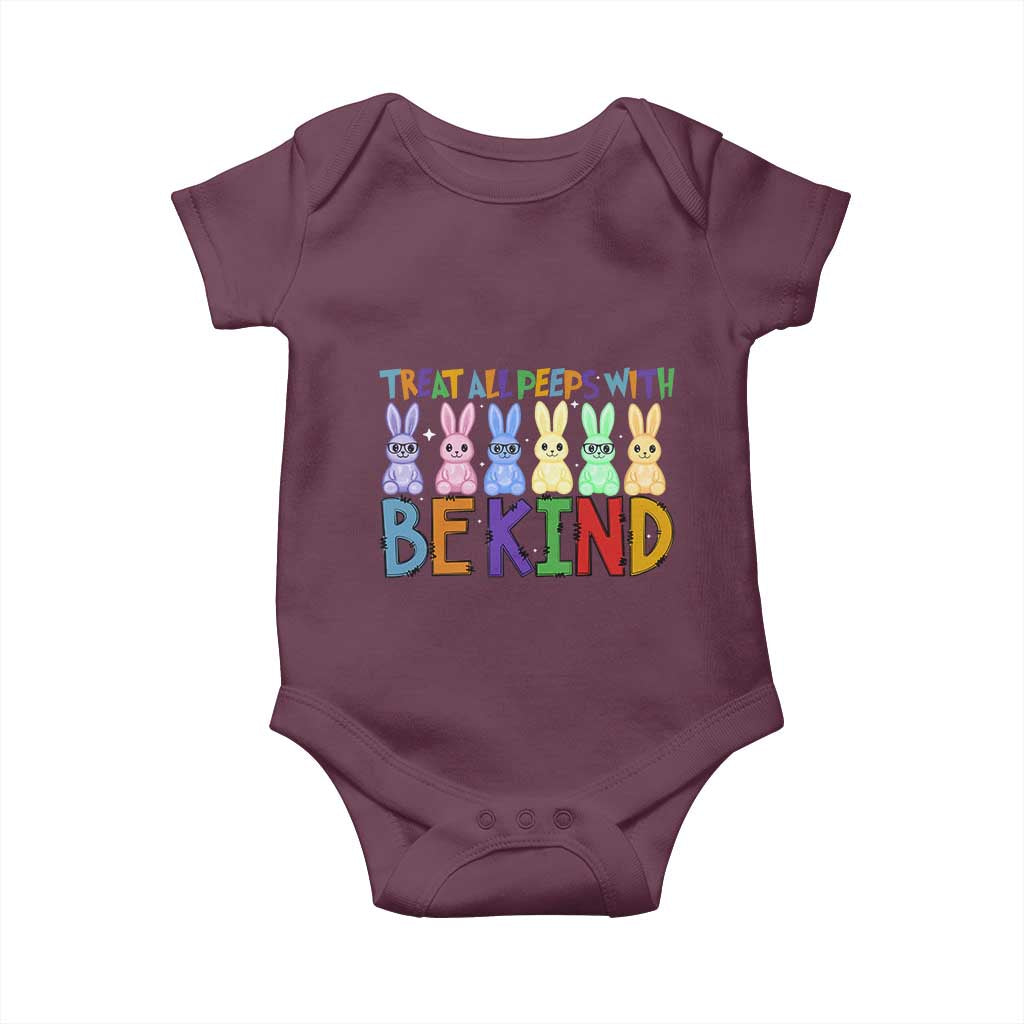 Teacher Easter Baby Onesie Treat All Peeps With Kindness Funny Bunny TS10 Maroon Print Your Wear