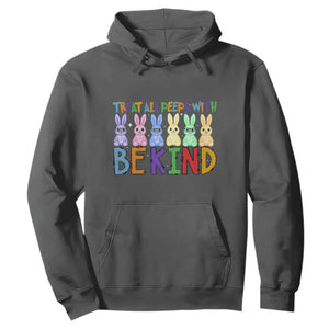 Teacher Easter Hoodie Treat All Peeps With Kindness Funny Bunny TS10 Dark Heather Print Your Wear
