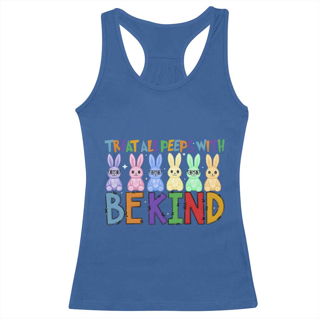 Teacher Easter Racerback Tank Top Treat All Peeps With Kindness Funny Bunny TS10 Royal Blue Print Your Wear