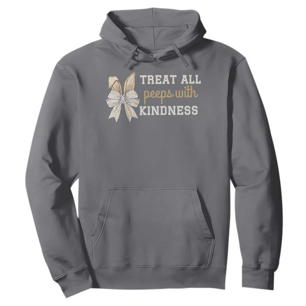 Bunny Coquette Ears Easter Teachers Hoodie Treat All Peeps With Kindness TS10 Charcoal Print Your Wear