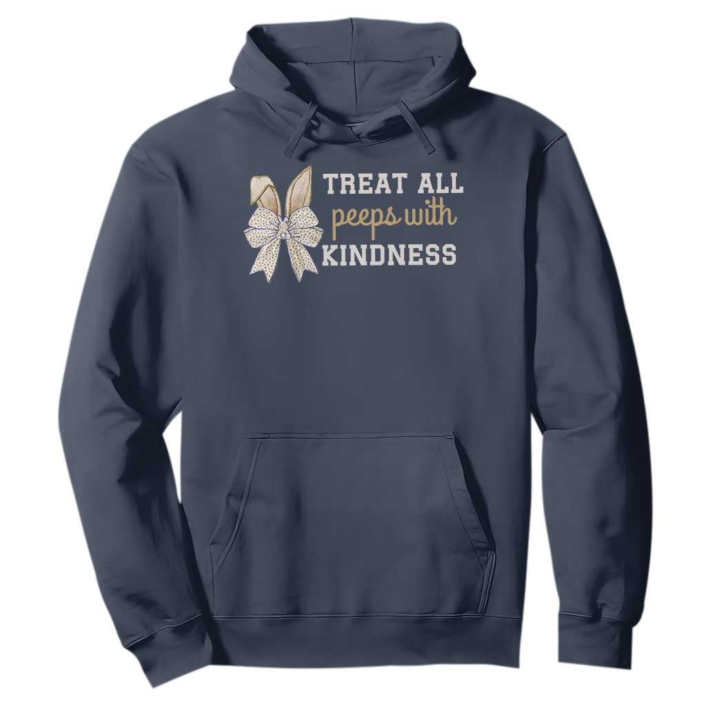Bunny Coquette Ears Easter Teachers Hoodie Treat All Peeps With Kindness TS10 Navy Print Your Wear