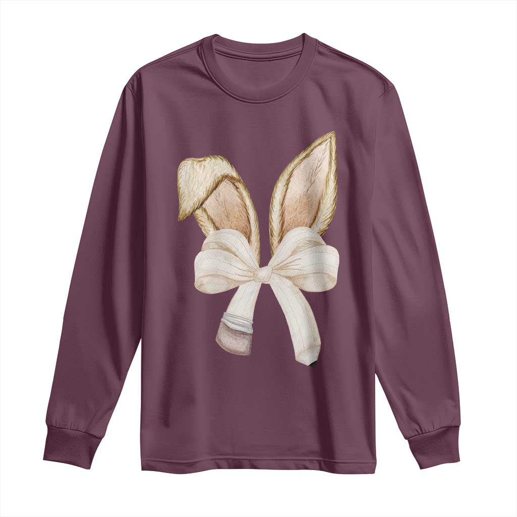 Easter Teachers Bunny Coquette Ears Long Sleeve Shirt TS10 Maroon Print Your Wear