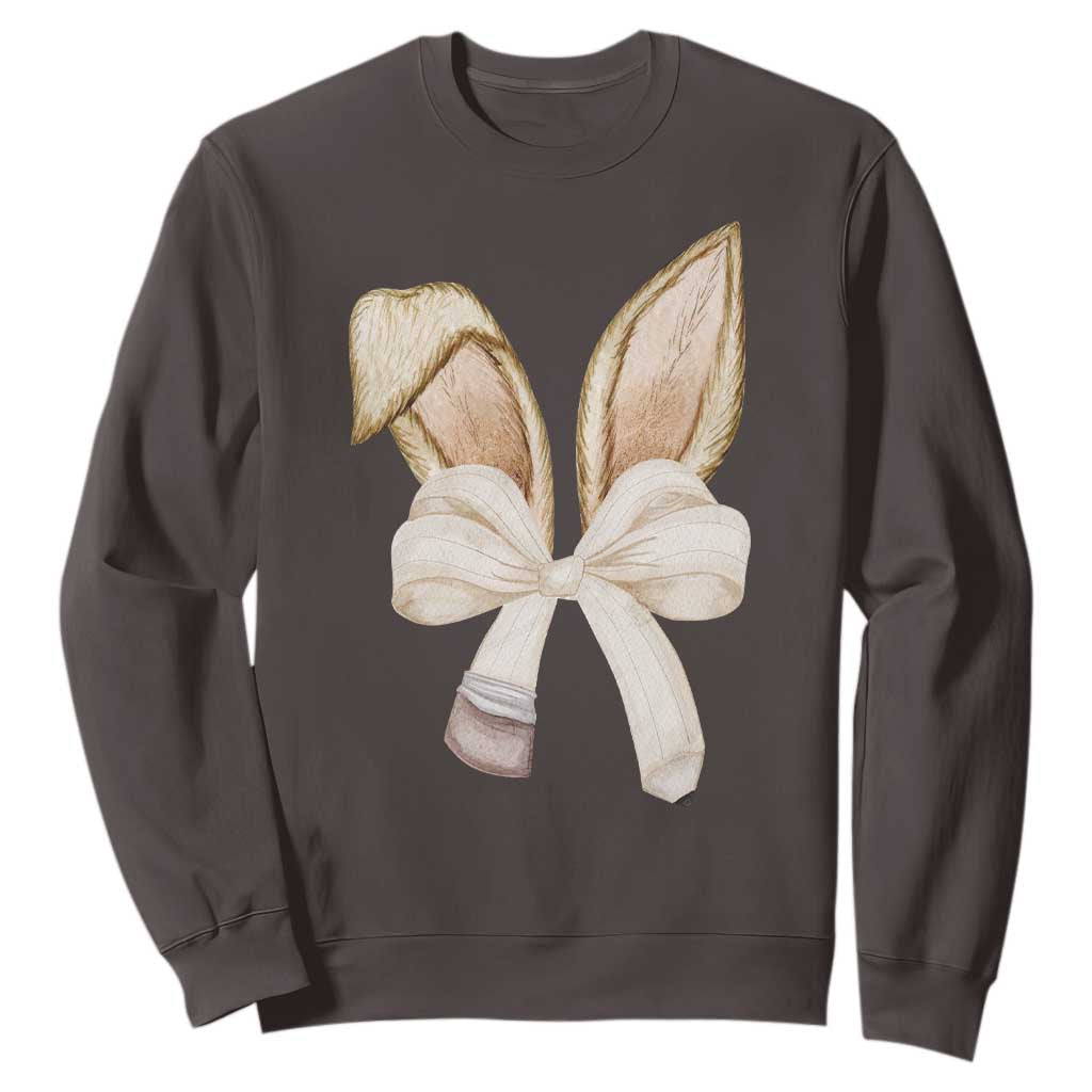 Easter Teachers Bunny Coquette Ears Sweatshirt TS10 Dark Chocolate Print Your Wear