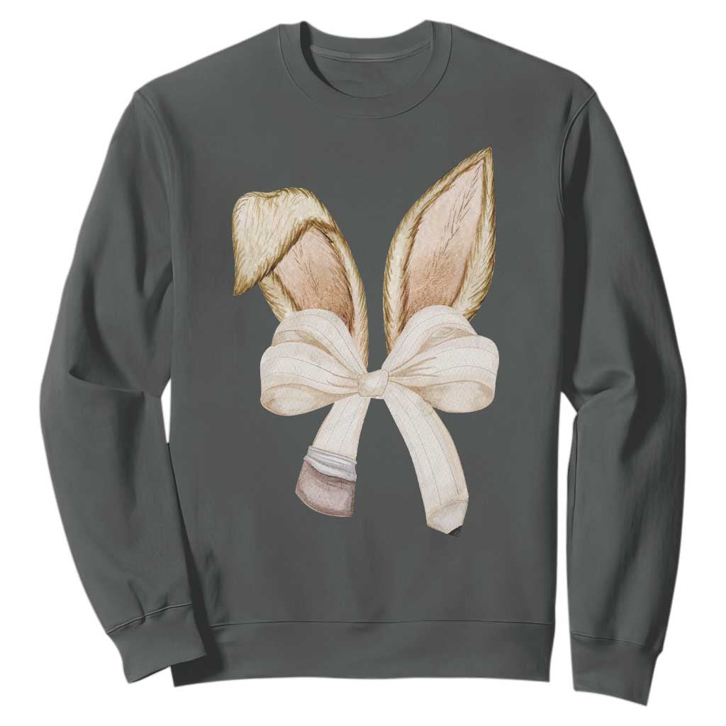Easter Teachers Bunny Coquette Ears Sweatshirt TS10 Dark Heather Print Your Wear