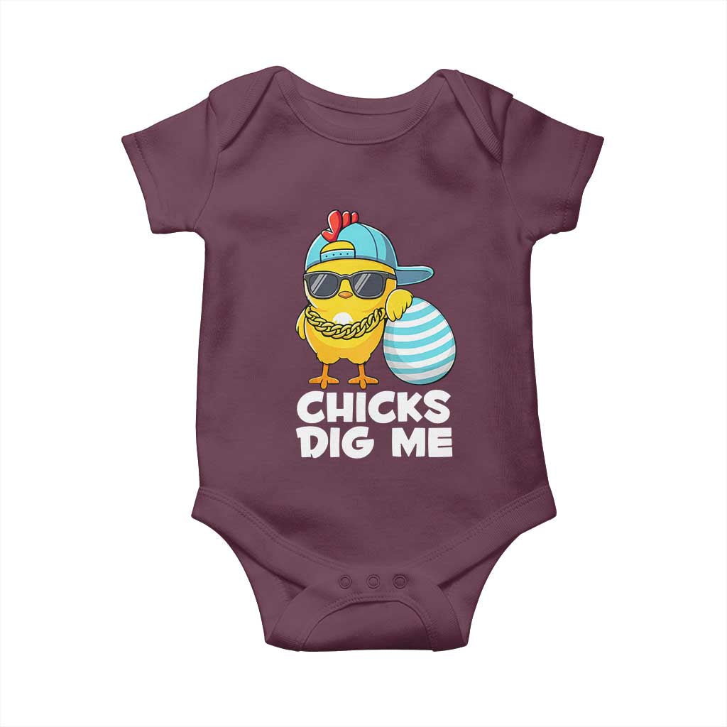 Funny Easter Baby Onesie Chicks Dig Me TS10 Maroon Print Your Wear