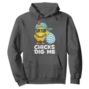 Funny Easter Hoodie Chicks Dig Me TS10 Dark Heather Print Your Wear
