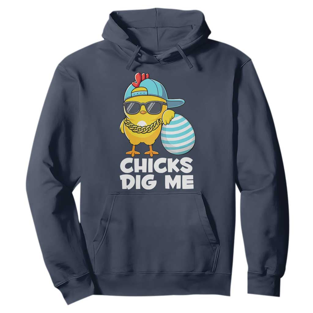Funny Easter Hoodie Chicks Dig Me TS10 Navy Print Your Wear