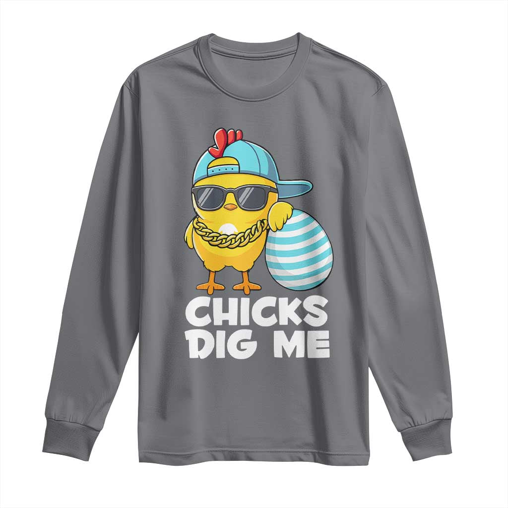 Funny Easter Long Sleeve Shirt Chicks Dig Me TS10 Charcoal Print Your Wear