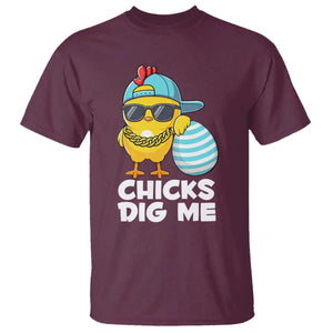 Funny Easter T Shirt Chicks Dig Me TS10 Maroon Print Your Wear