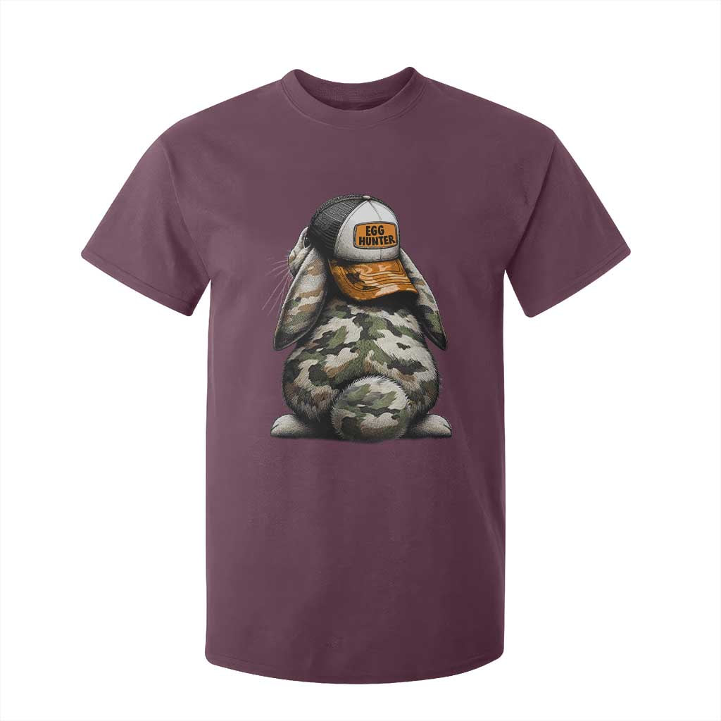 Camo Easter Bunny T Shirt For Kid Egg Hunter Kids TS10 Maroon Print Your Wear