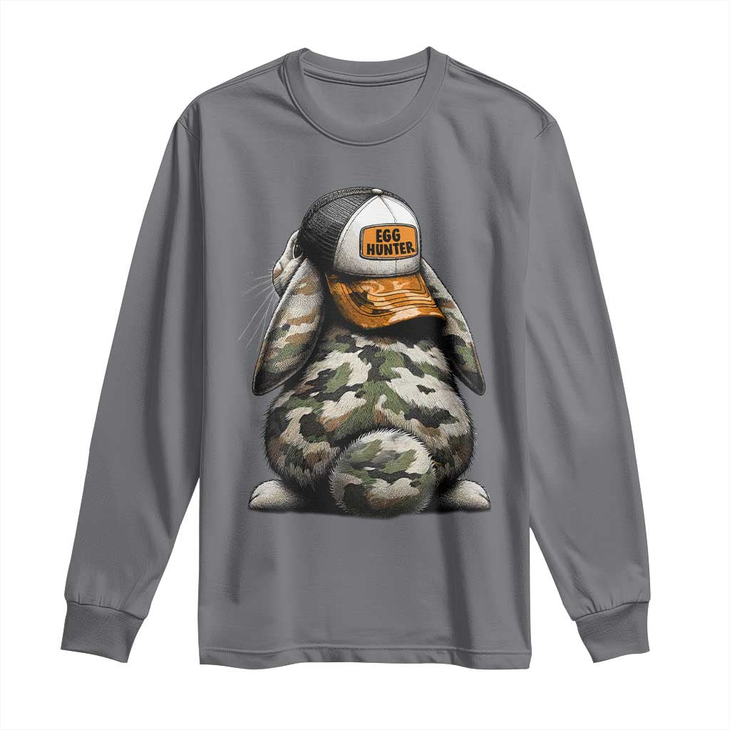 Camo Easter Bunny Long Sleeve Shirt Egg Hunter Kids TS10 Charcoal Print Your Wear