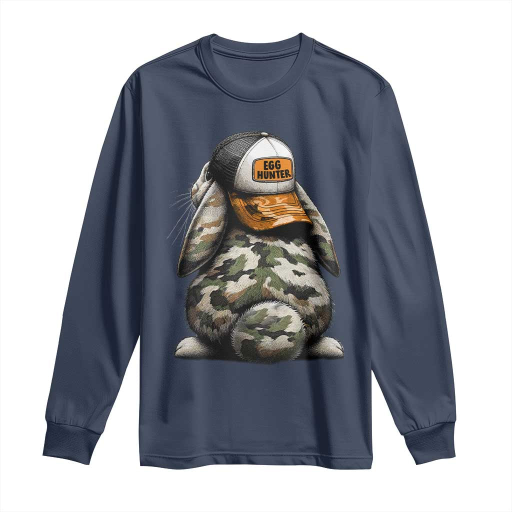 Camo Easter Bunny Long Sleeve Shirt Egg Hunter Kids TS10 Navy Print Your Wear