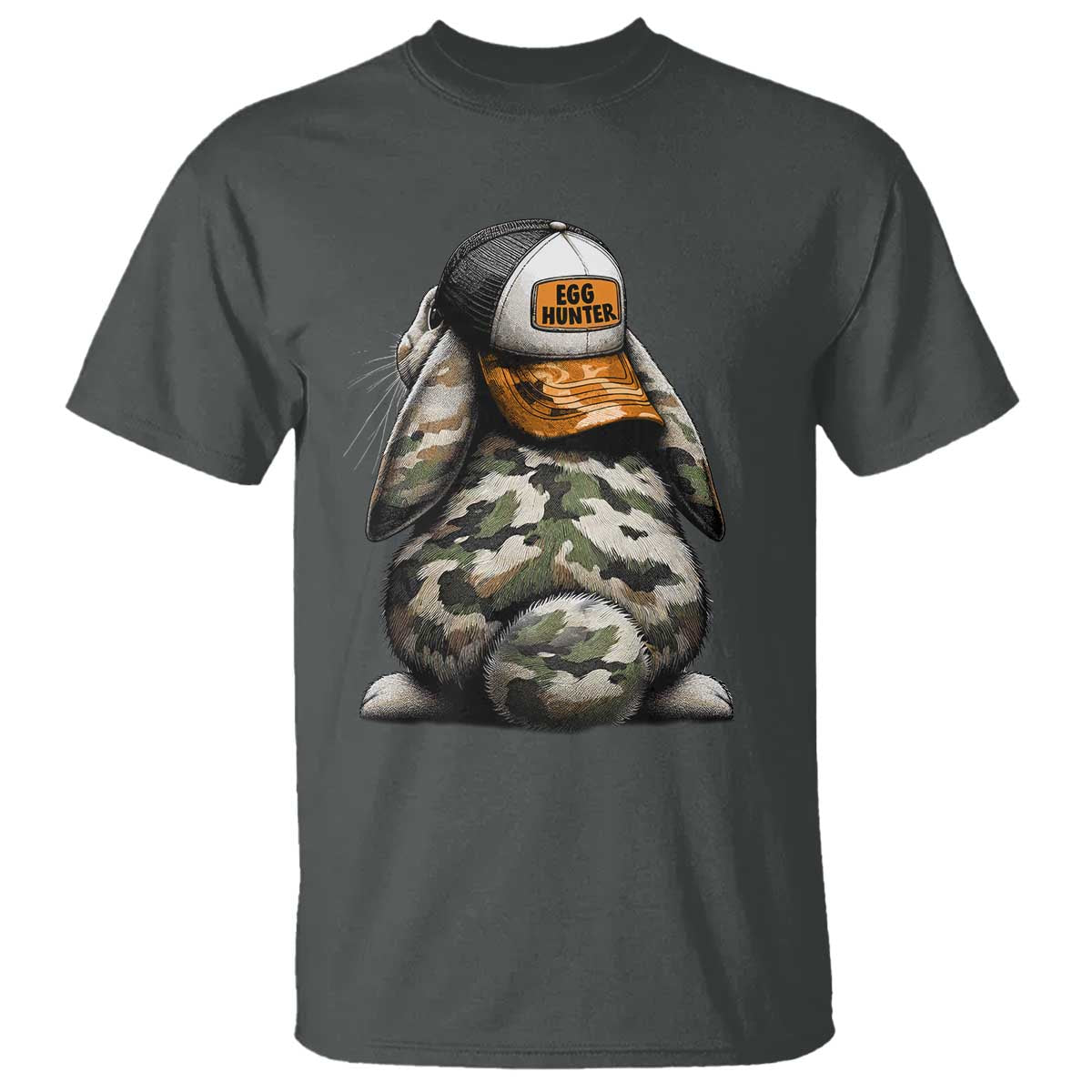Camo Easter Bunny T Shirt Egg Hunter Kids TS10 Dark Heather Print Your Wear