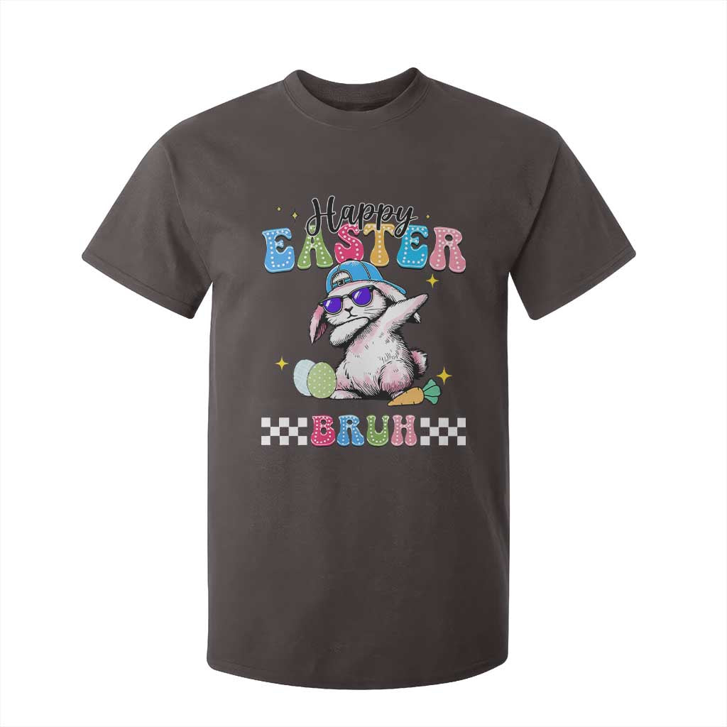 Happy Easter Bruh T Shirt For Kid Bunny Dabbing Rabbit Funny Kids Toddler Boys TS10 Dark Chocolate Print Your Wear
