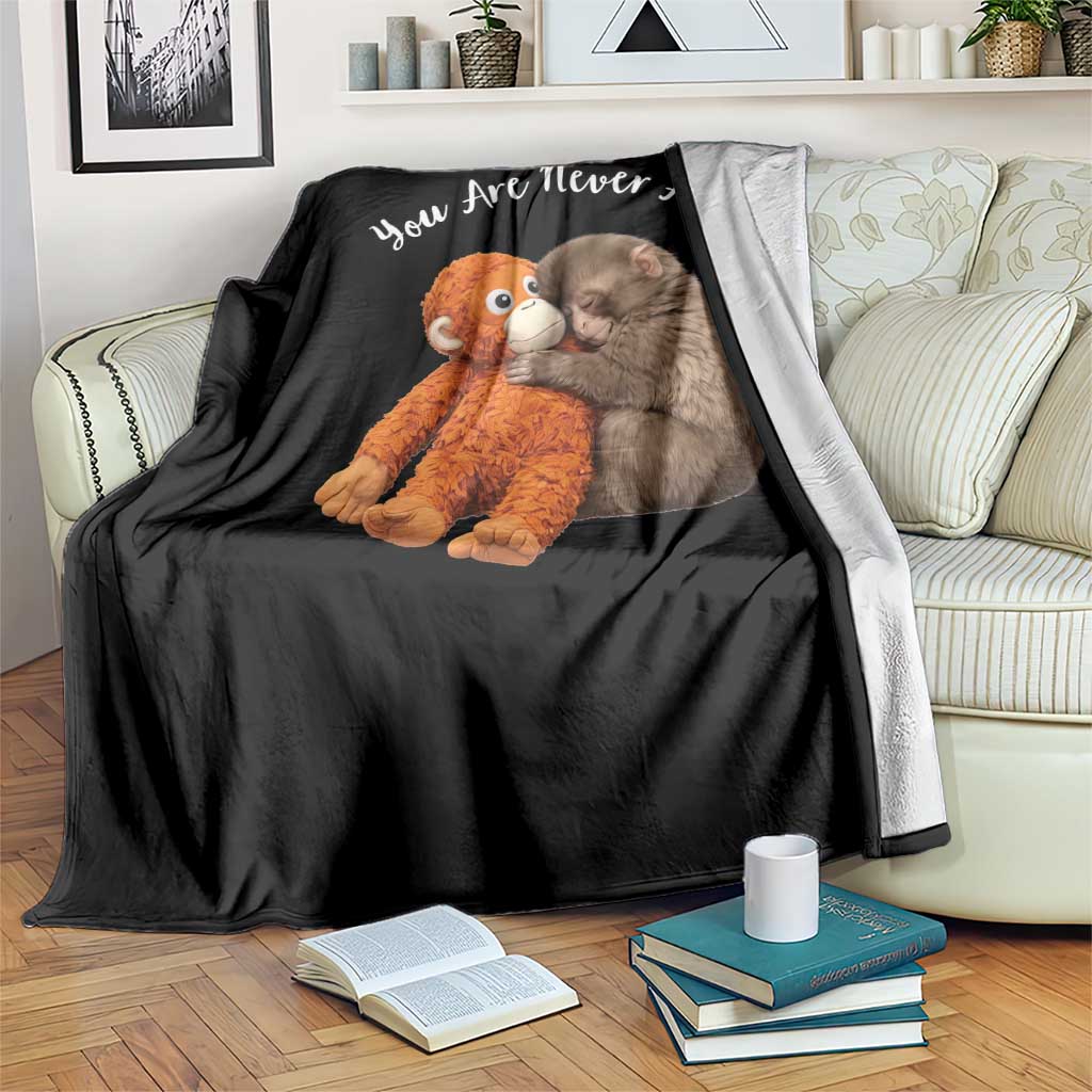 Viral Punch Monkey Throw Blanket Cute Baby Monkey With Plush Toy Animal Lovers TS10 Print Your Wear