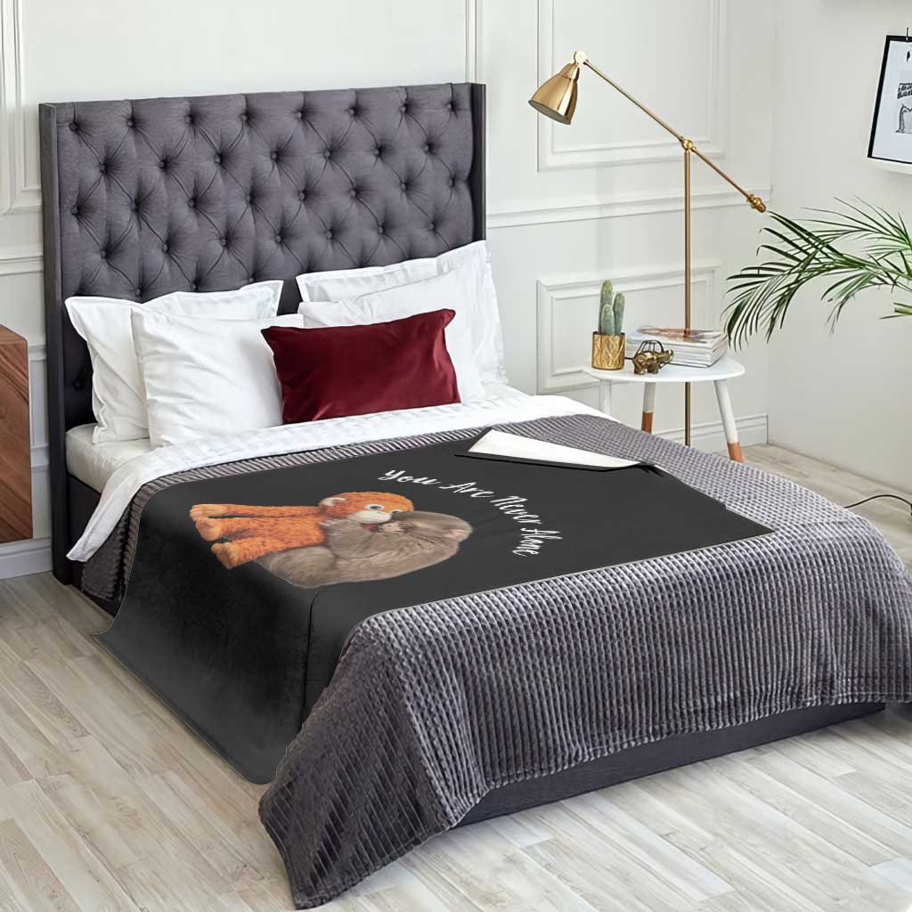Viral Punch Monkey Throw Blanket Cute Baby Monkey With Plush Toy Animal Lovers TS10 Print Your Wear