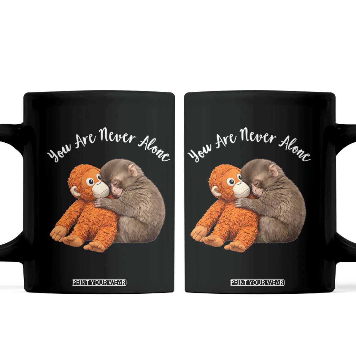 Viral Punch Monkey Coffee Mug Cute Baby Monkey With Plush Toy Animal Lovers TS10 Black Print Your Wear