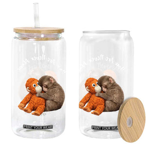 Viral Punch Monkey Glass Can Cute Baby Monkey With Plush Toy Animal Lovers TS10 Print Your Wear