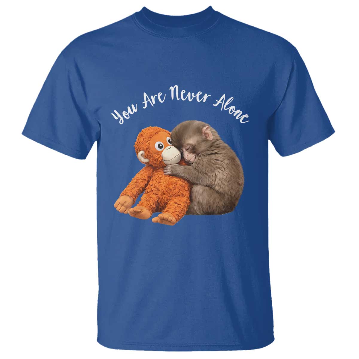 Viral Punch Monkey T Shirt Cute Baby Monkey With Plush Toy Animal Lovers TS10 Royal Blue Print Your Wear