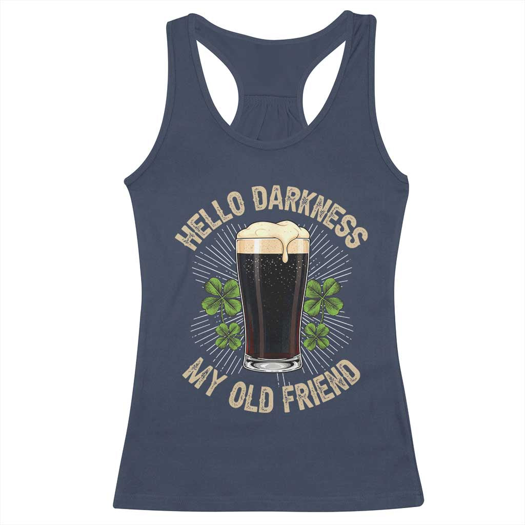 Irish Shamrock Beer Day Racerback Tank Top Hello Darkness My Old Friend TS10 Navy Print Your Wear
