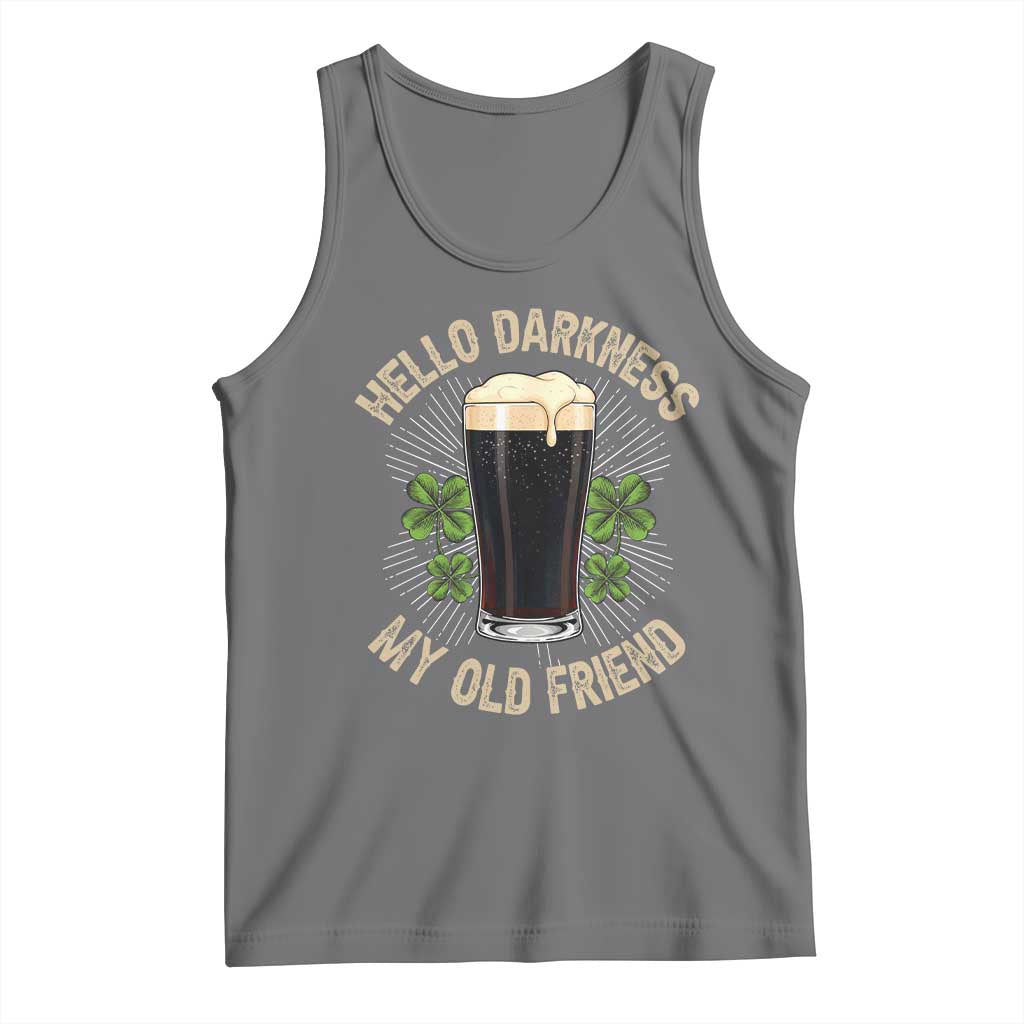 Irish Shamrock Beer Day Tank Top Hello Darkness My Old Friend TS10 Black Heather Print Your Wear