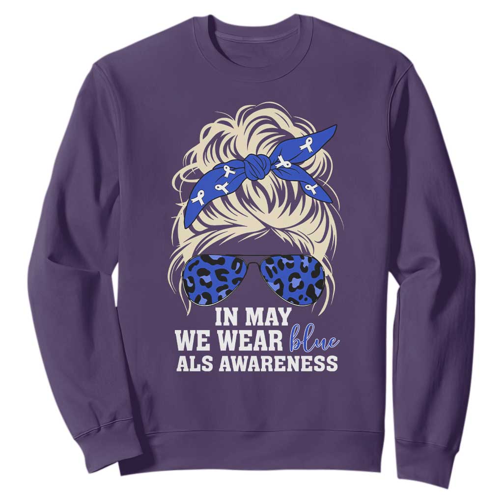 ALS Awareness We Wear Blue In May Sweatshirt TS10 Purple Print Your Wear