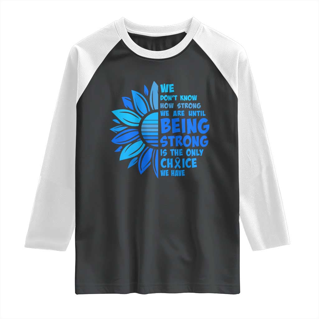 ALS Awareness Raglan Shirt Blue Ribbon Stronger Survivor TS10 Black White Print Your Wear