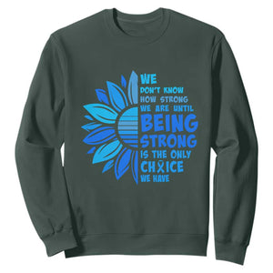 ALS Awareness Sweatshirt Blue Ribbon Stronger Survivor TS10 Dark Forest Green Print Your Wear