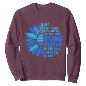 ALS Awareness Sweatshirt Blue Ribbon Stronger Survivor TS10 Maroon Print Your Wear