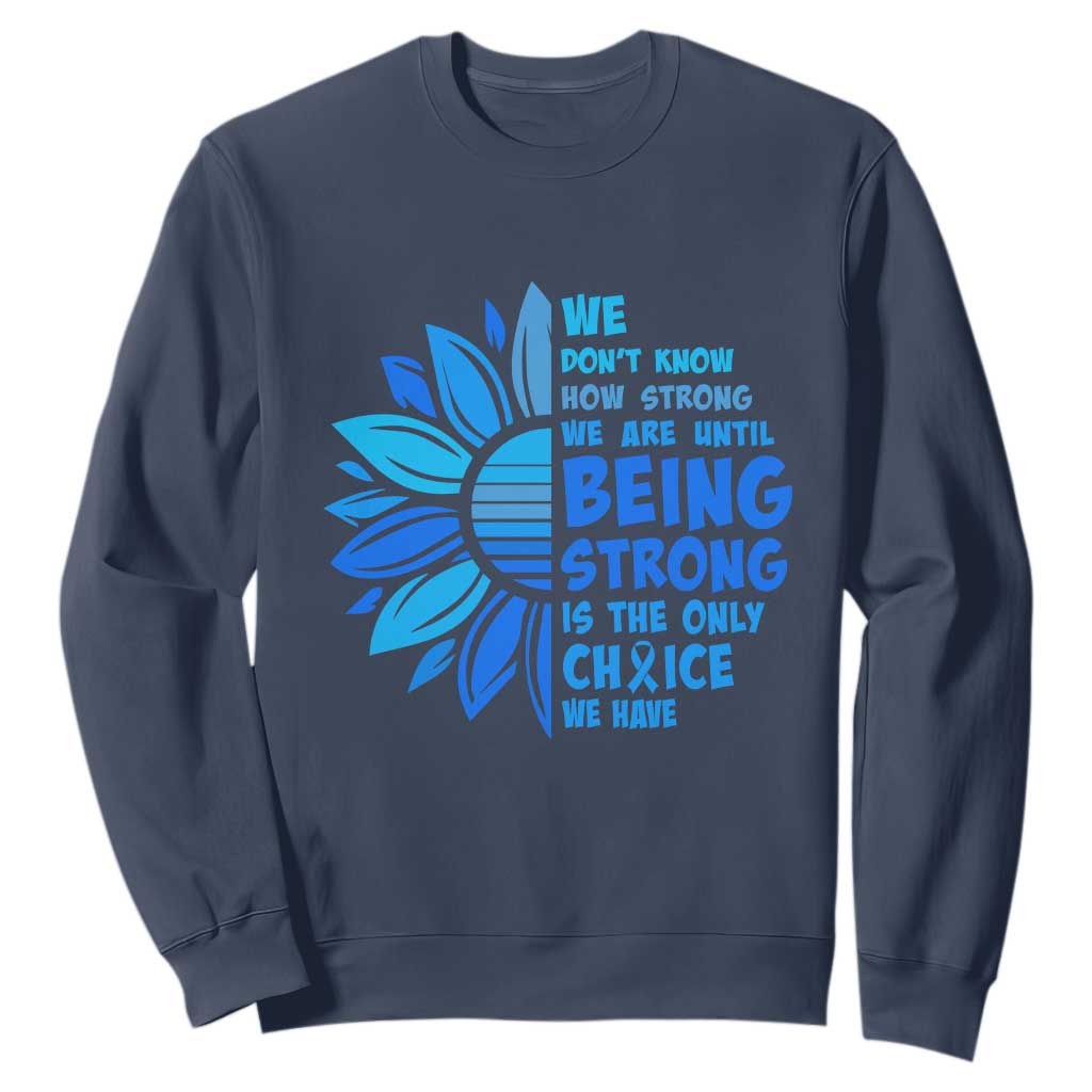 ALS Awareness Sweatshirt Blue Ribbon Stronger Survivor TS10 Navy Print Your Wear