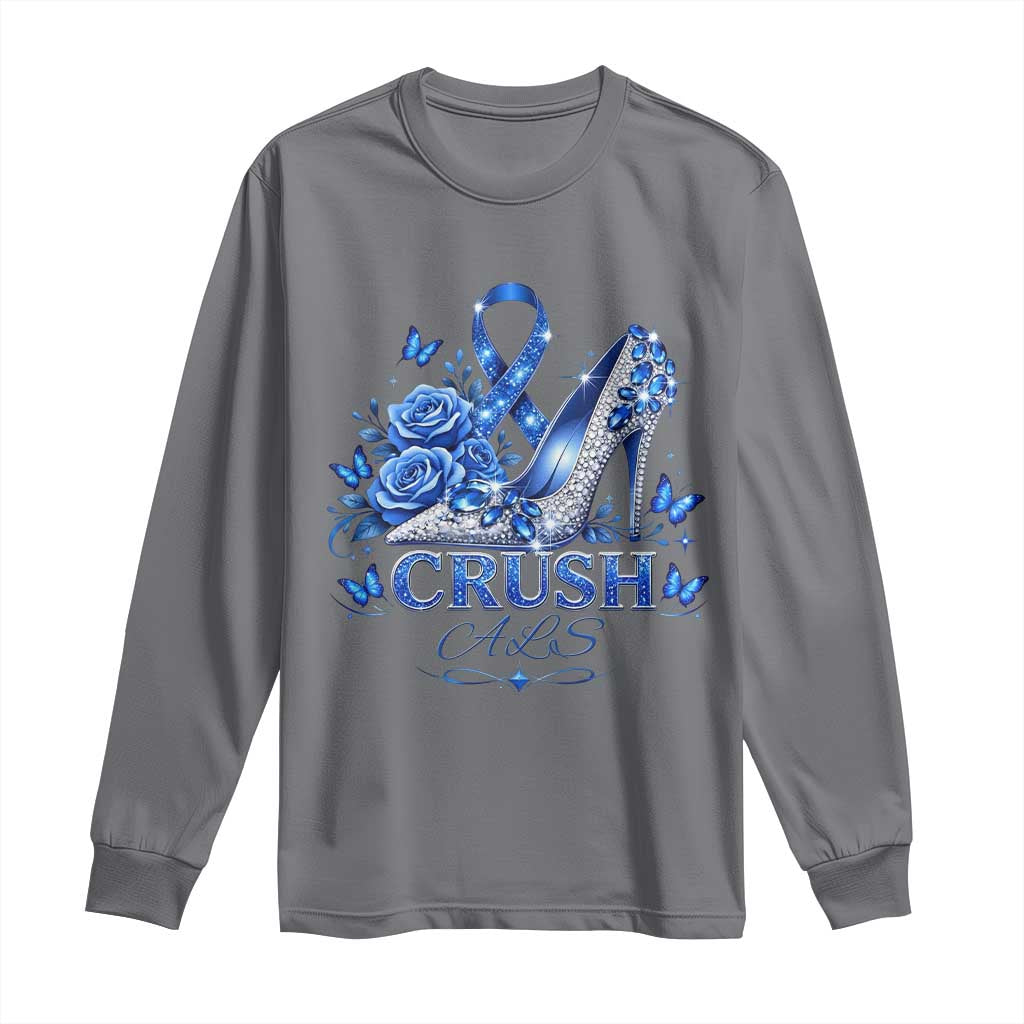 ALS Awareness Long Sleeve Shirt Blue Ribbon Women Crush ALS TS10 Charcoal Print Your Wear