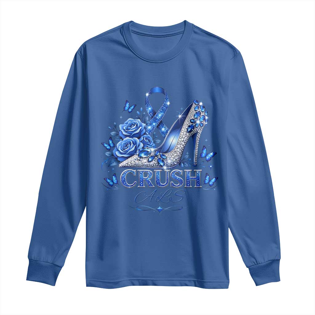 ALS Awareness Long Sleeve Shirt Blue Ribbon Women Crush ALS TS10 Royal Blue Print Your Wear