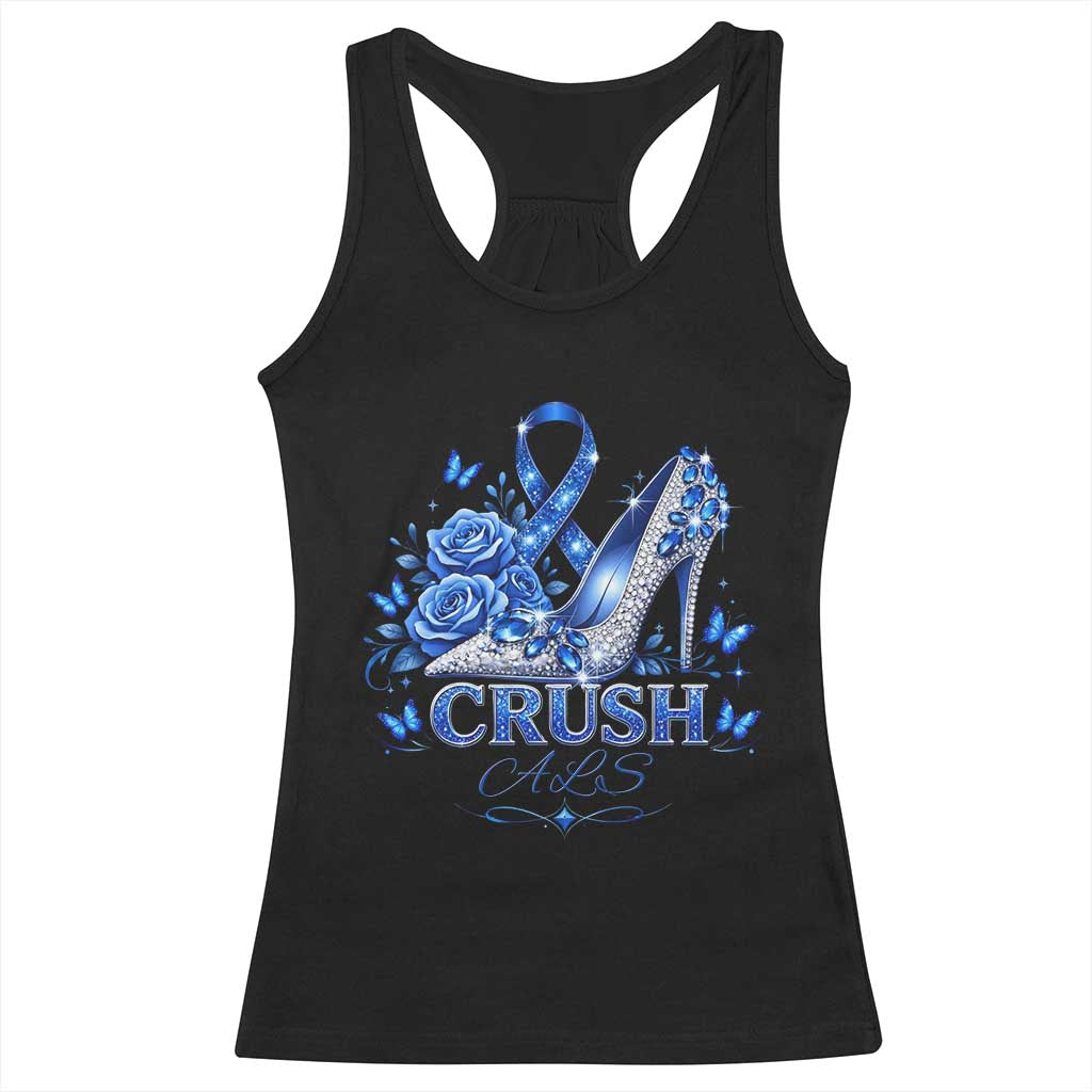 ALS Awareness Racerback Tank Top Blue Ribbon Women Crush ALS TS10 Black Print Your Wear