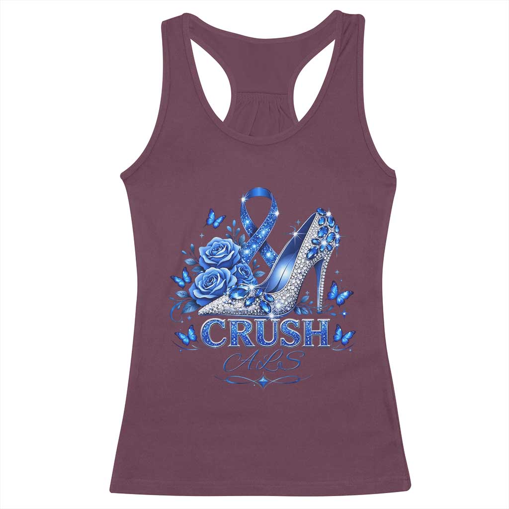 ALS Awareness Racerback Tank Top Blue Ribbon Women Crush ALS TS10 Maroon Print Your Wear