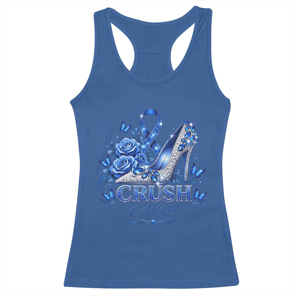 ALS Awareness Racerback Tank Top Blue Ribbon Women Crush ALS TS10 Royal Blue Print Your Wear