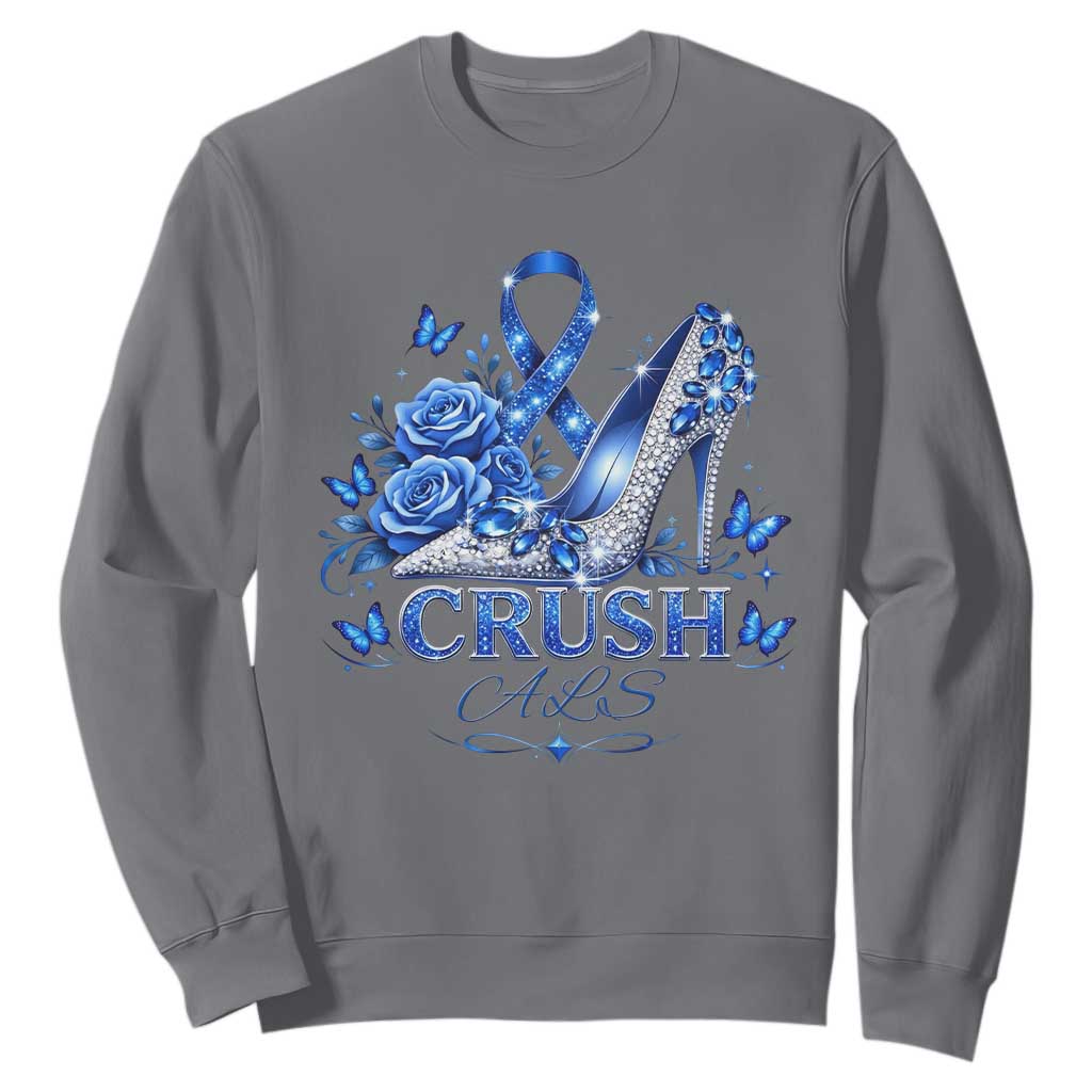 ALS Awareness Sweatshirt Blue Ribbon Women Crush ALS TS10 Charcoal Print Your Wear