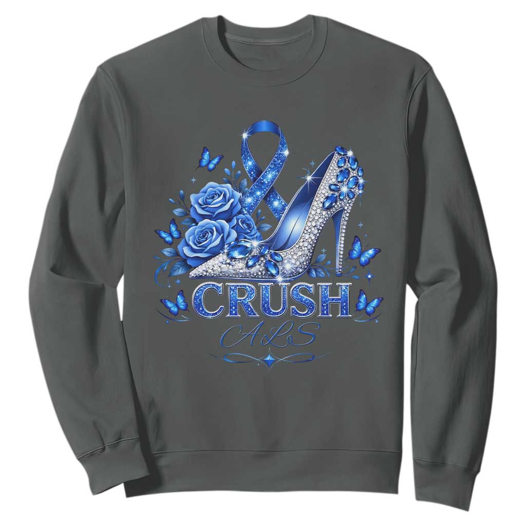 ALS Awareness Sweatshirt Blue Ribbon Women Crush ALS TS10 Dark Heather Print Your Wear