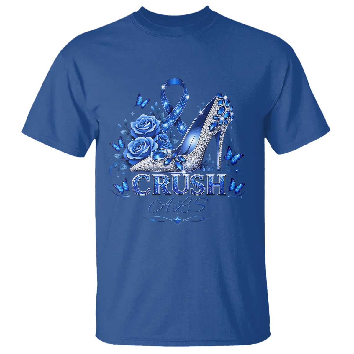 ALS Awareness T Shirt Blue Ribbon Women Crush ALS TS10 Royal Blue Print Your Wear