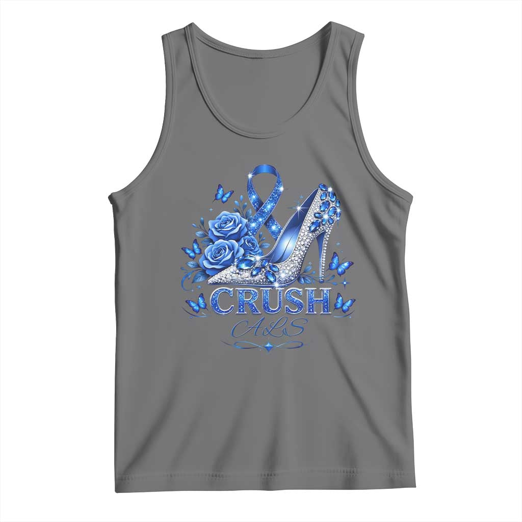 ALS Awareness Tank Top Blue Ribbon Women Crush ALS TS10 Black Heather Print Your Wear