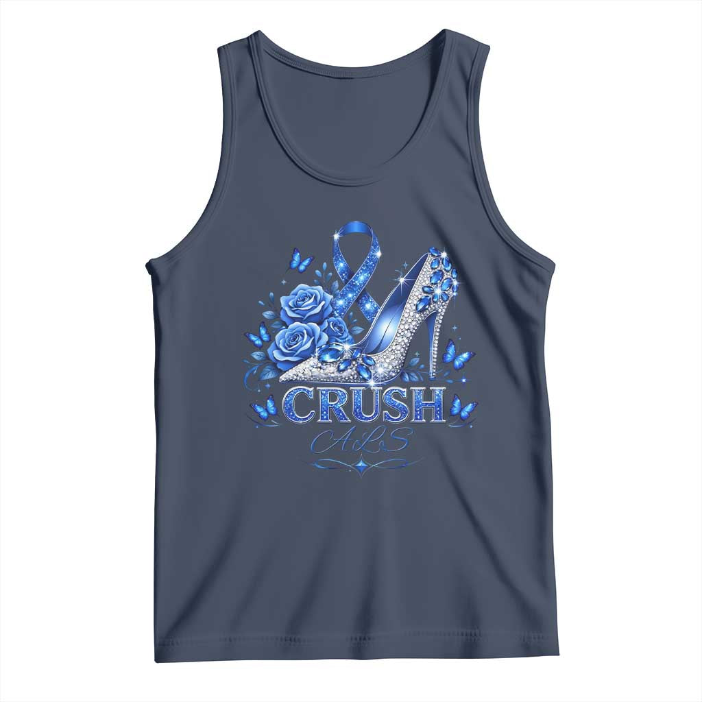 ALS Awareness Tank Top Blue Ribbon Women Crush ALS TS10 Navy Print Your Wear