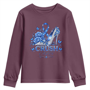 ALS Awareness Youth Sweatshirt Blue Ribbon Women Crush ALS TS10 Maroon Print Your Wear