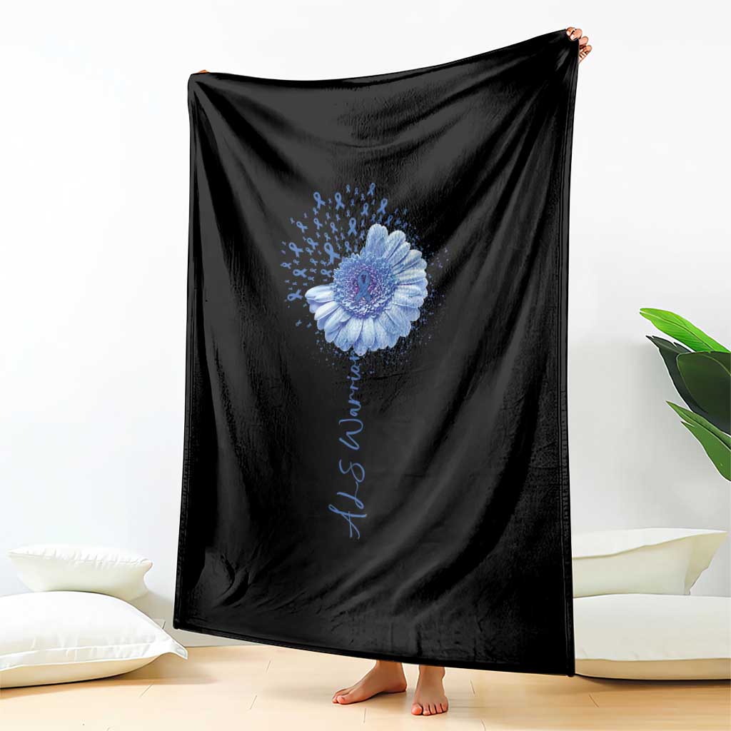 ALS Awareness Throw Blanket Blue Ribbon Sunflower ALS Warrior TS10 Print Your Wear