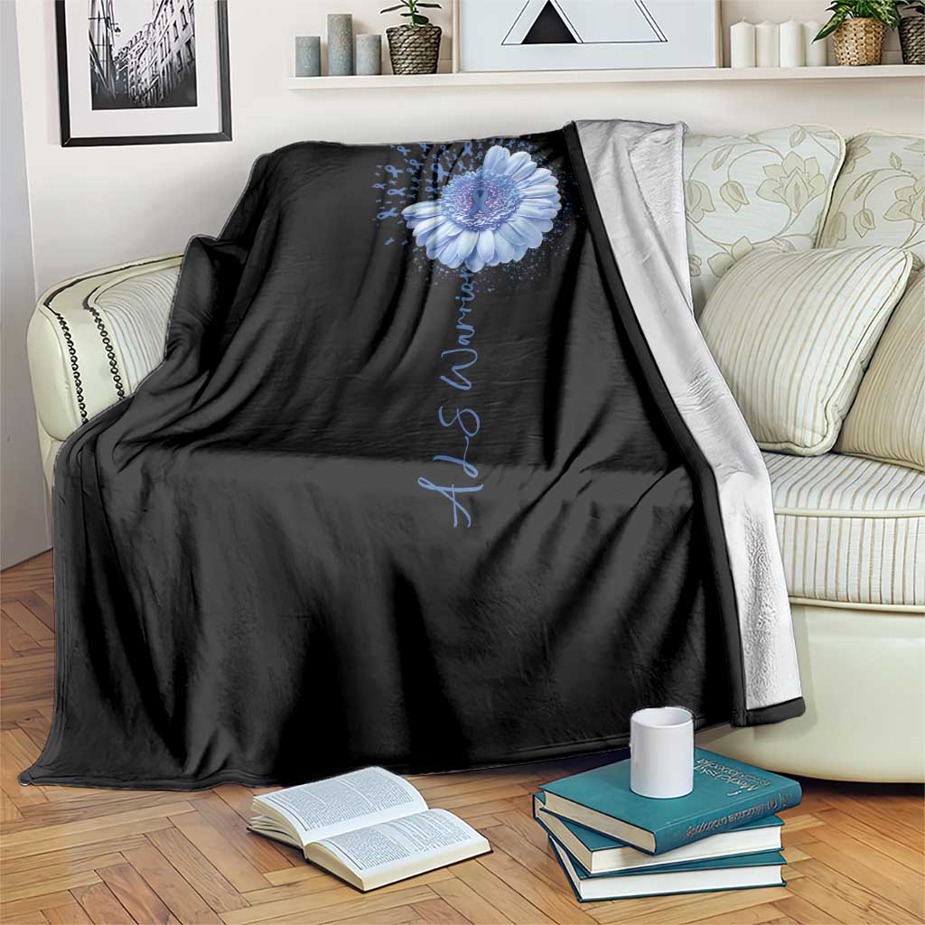 ALS Awareness Throw Blanket Blue Ribbon Sunflower ALS Warrior TS10 Print Your Wear