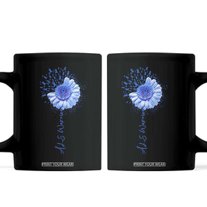 ALS Awareness Coffee Mug Blue Ribbon Sunflower ALS Warrior TS10 Black Print Your Wear